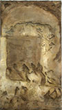 Untitled, mixed media on wood Portland cement), 18x32